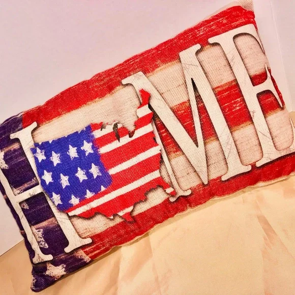 Stars Stripes Patriotic USA Map Flag Decorative Pillow Home Print Living Room